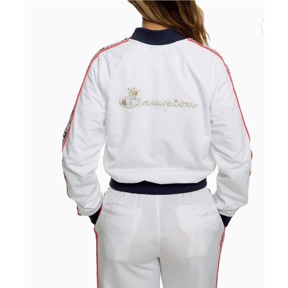 Champion Track Jacket Womens Large White Life Crown C Logo Full Zip Track Jacket - Picture 12 of 16